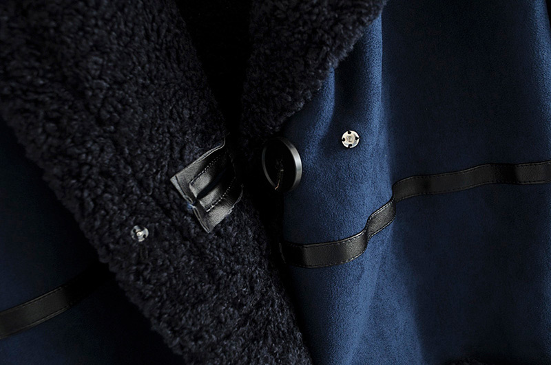 Fashion Dark Blue Long Sleeves Design Simple Coat,Coat-Jacket