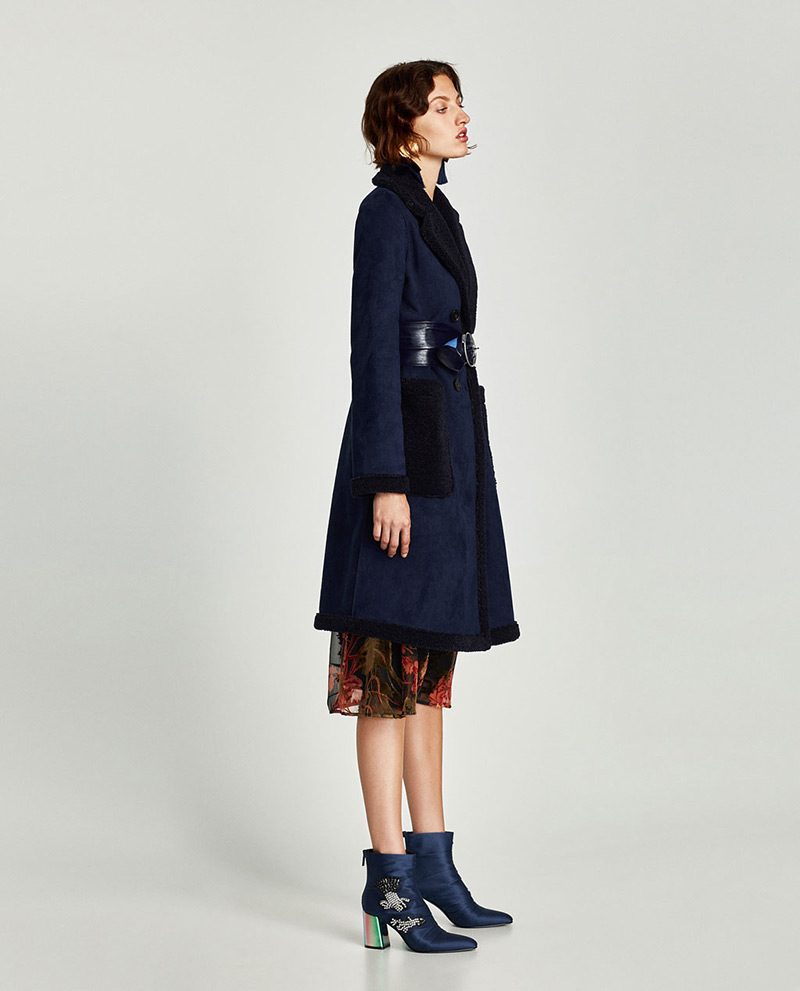 Fashion Dark Blue Long Sleeves Design Simple Coat,Coat-Jacket