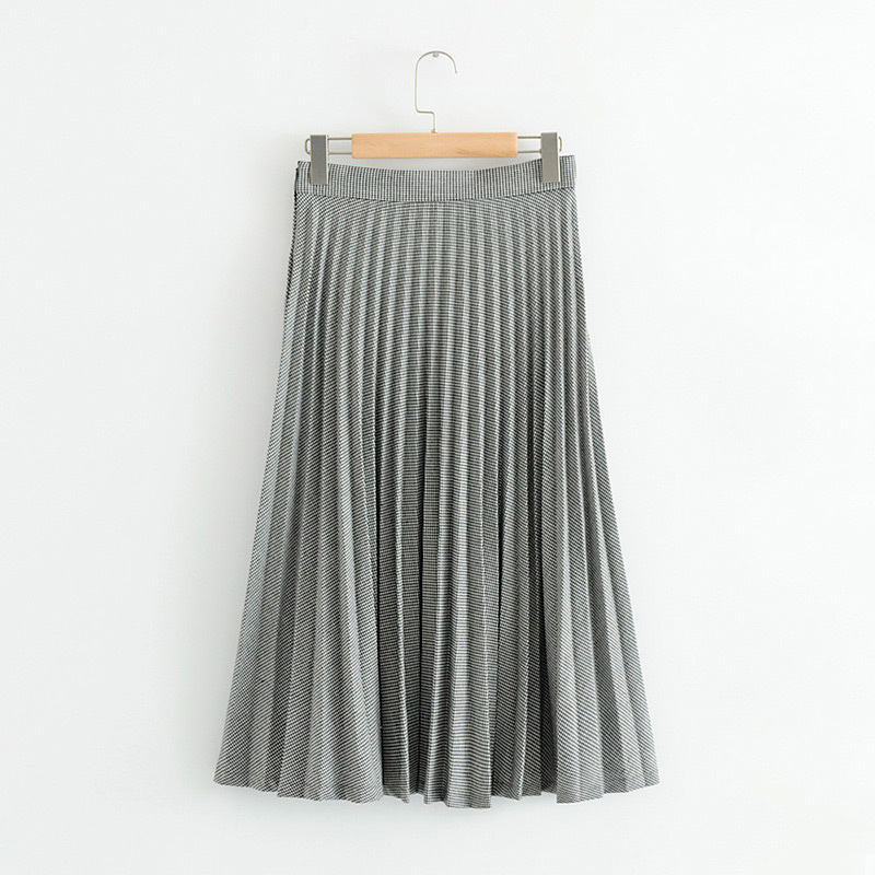 Fashion Gray Grid Pattern Decorated Simple Skirt,Skirts