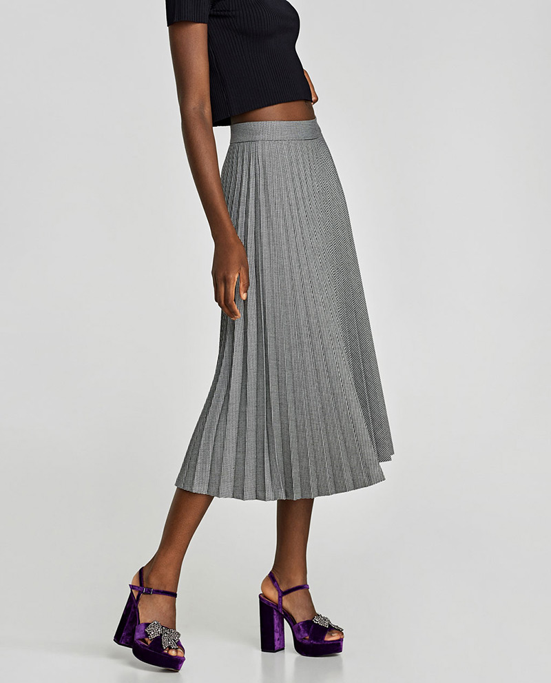 Fashion Gray Grid Pattern Decorated Simple Skirt,Skirts