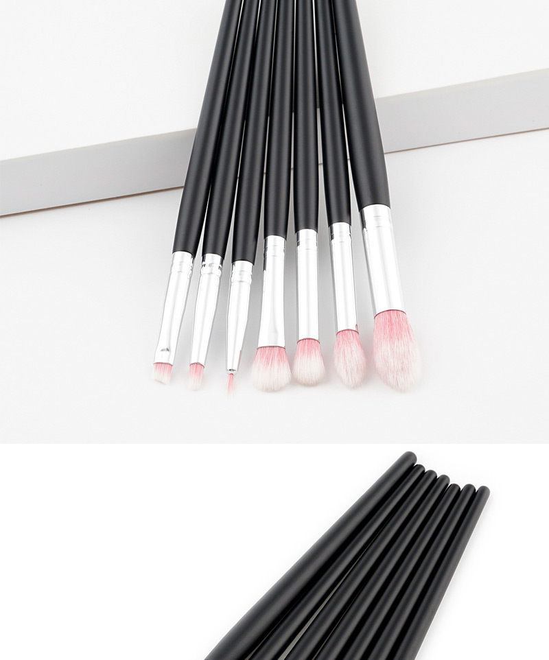Trendy Pink+black Color Matching Decorated Makeup Brush(7pcs),Beauty tools