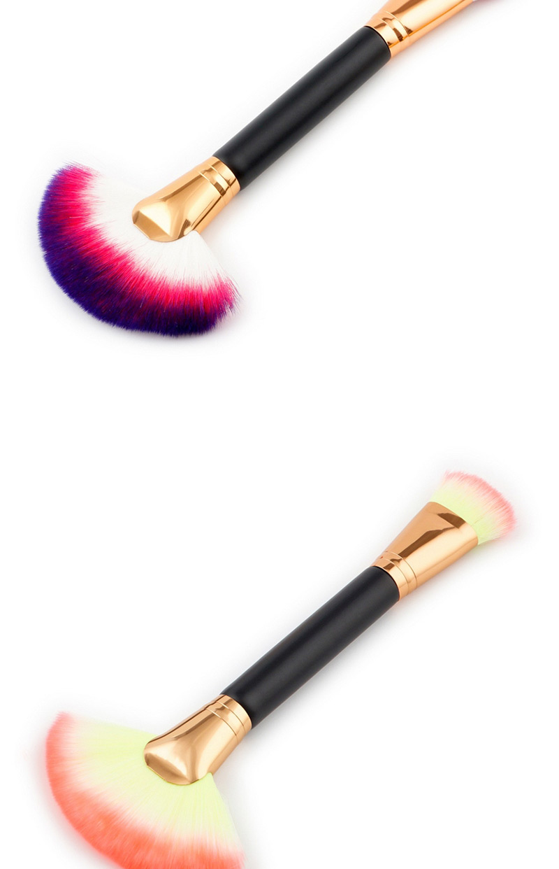 Trendy Yellow+purple Sector Shape Decorated Makeup Brush,Beauty tools