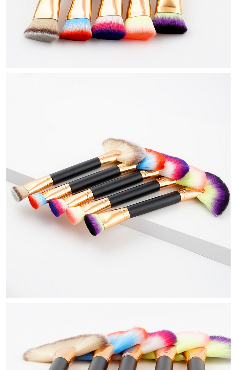 Trendy Yellow+pink Sector Shape Decorated Makeup Brush,Beauty tools