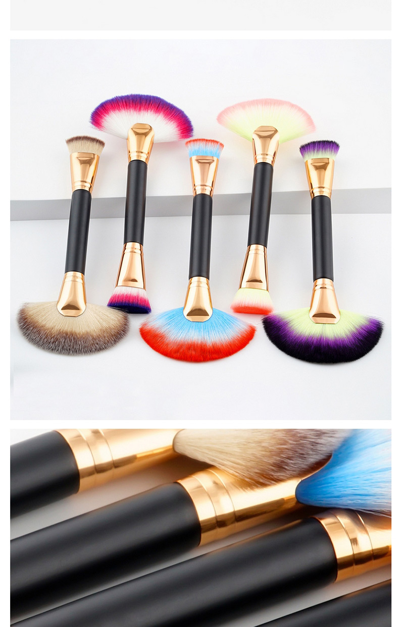 Trendy Blue+red Sector Shape Decorated Makeup Brush,Beauty tools