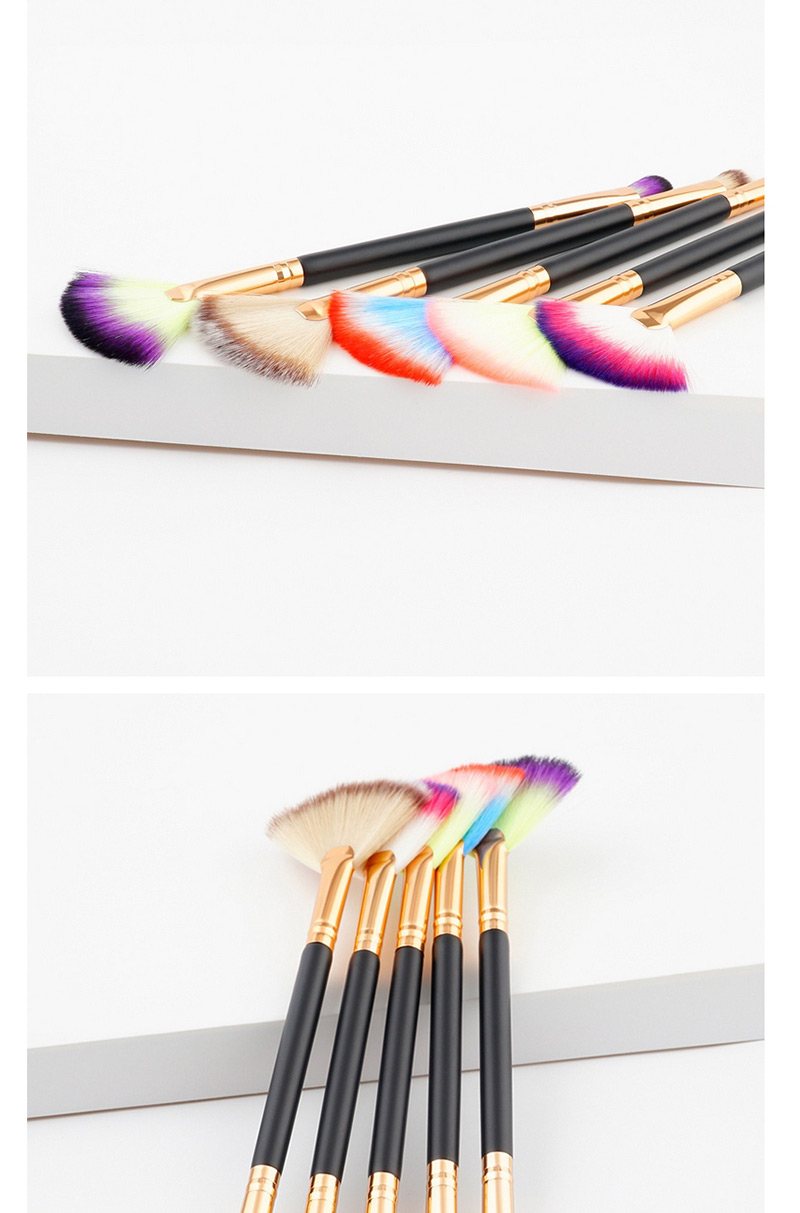 Trendy Yellow+pink Sector Shape Decorated Makeup Brush,Beauty tools