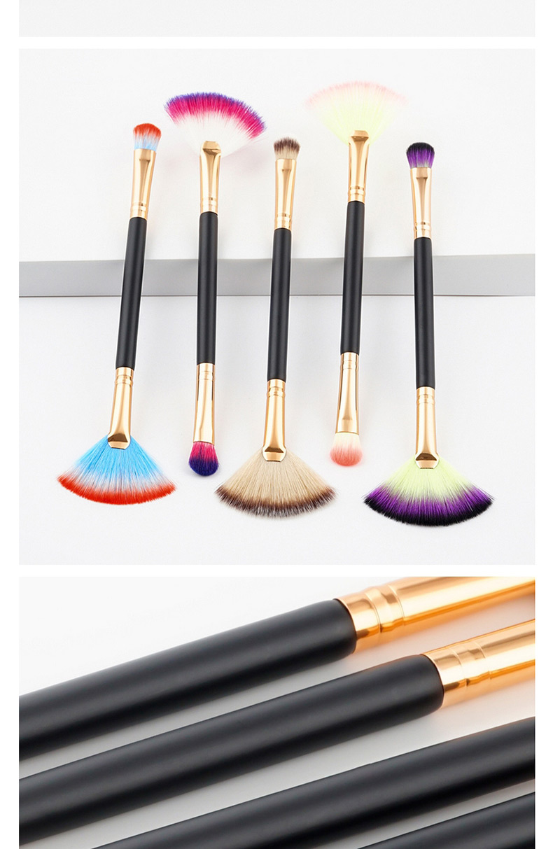 Trendy Orange+blue Sector Shape Decorated Makeup Brush,Beauty tools