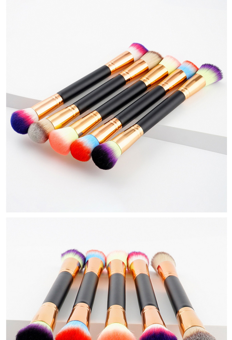 Trendy Plum Red+blue Oblique Shape Decorated Makeup Brush,Beauty tools