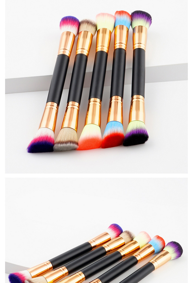 Trendy Yellow+purple Oblique Shape Decorated Makeup Brush,Beauty tools