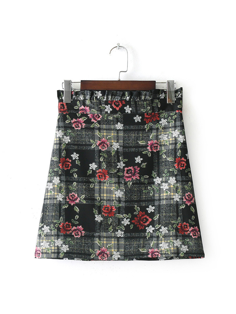 Fashion Multi-color Flower Pattern Decorated Skirt,Skirts