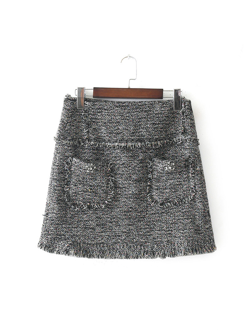 Fashion Gray Pure Color Decorated Simple Skirt,Skirts