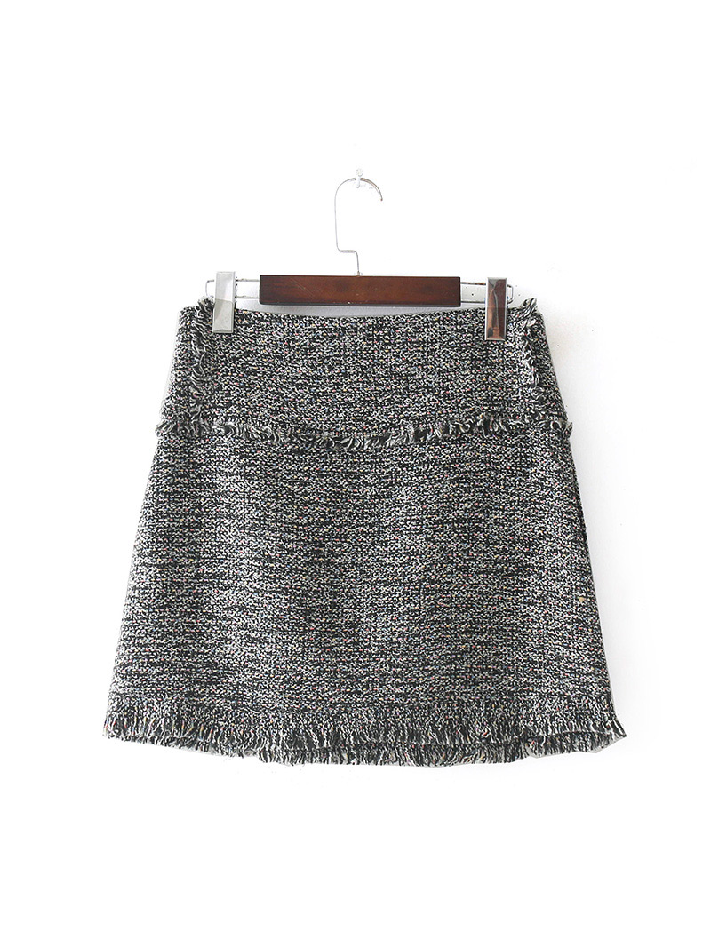 Fashion Gray Pure Color Decorated Simple Skirt,Skirts