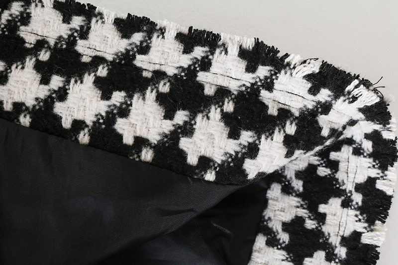 Fashion White+black Grid Pattern Decorated Long Sleeves Coat,Coat-Jacket