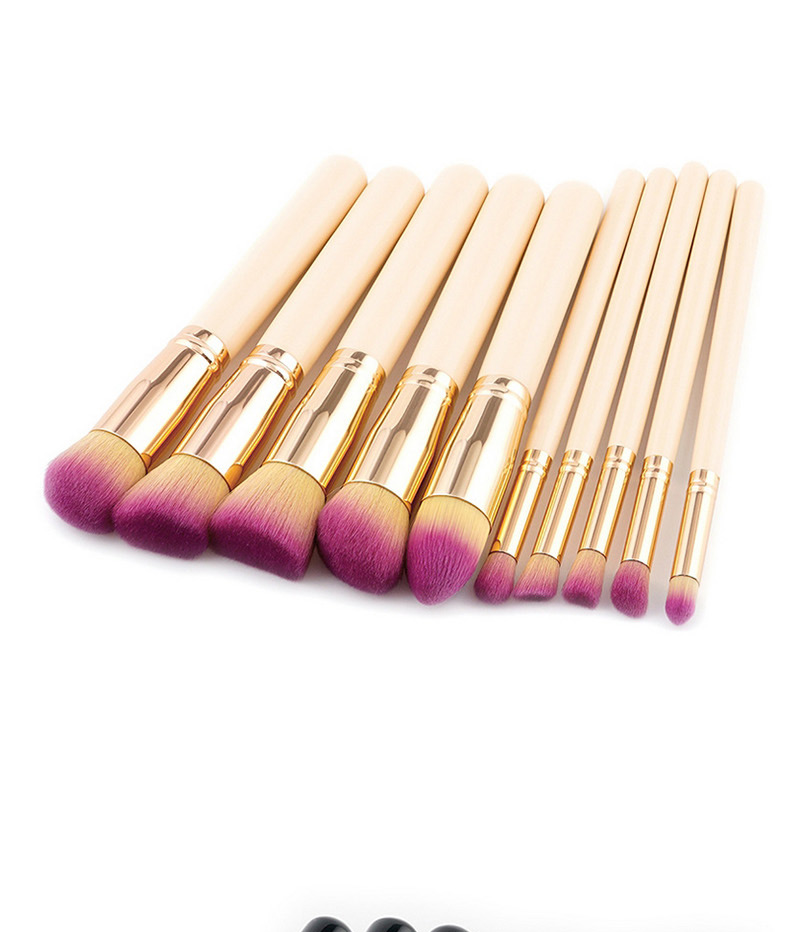 Fashion Beige Pure Color Decorated Brushes (10pcs),Beauty tools