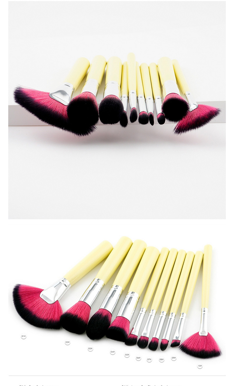 Fashion Yellow Color-maching Decorated Brushes (10pcs),Beauty tools
