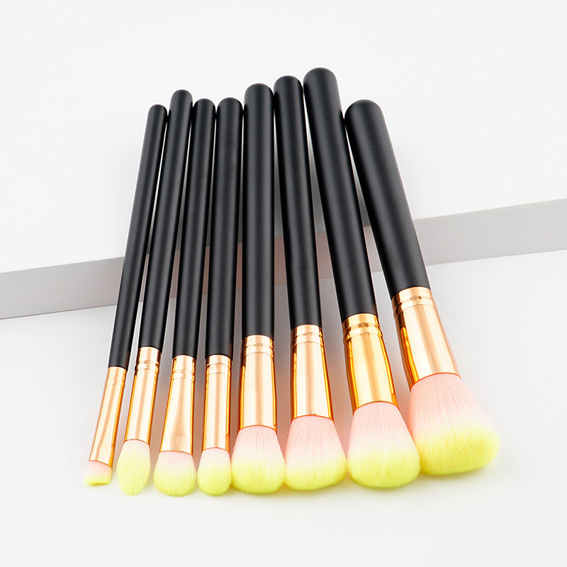 Fashion Yellow Color-matching Decorated Brush (8pcs),Beauty tools