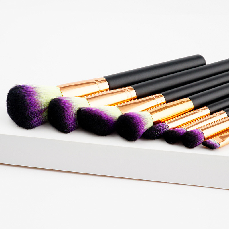 Fashion Black+purple Color-matching Decorated Brushes (8pcs),Beauty tools