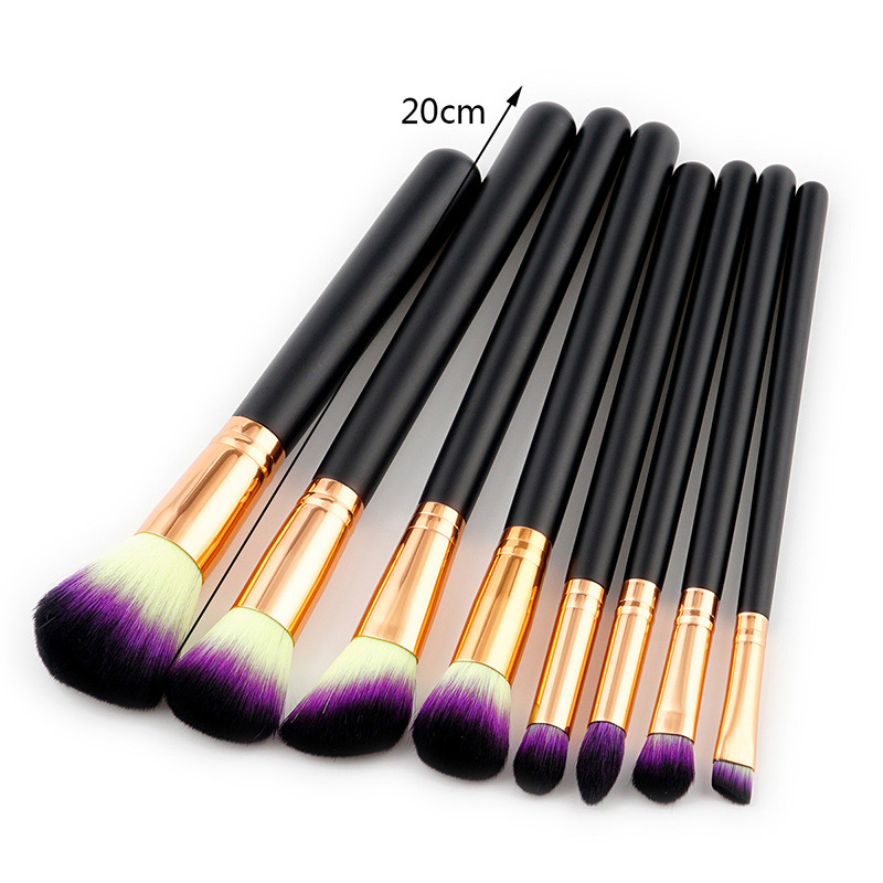Fashion Black+purple Color-matching Decorated Brushes (8pcs),Beauty tools