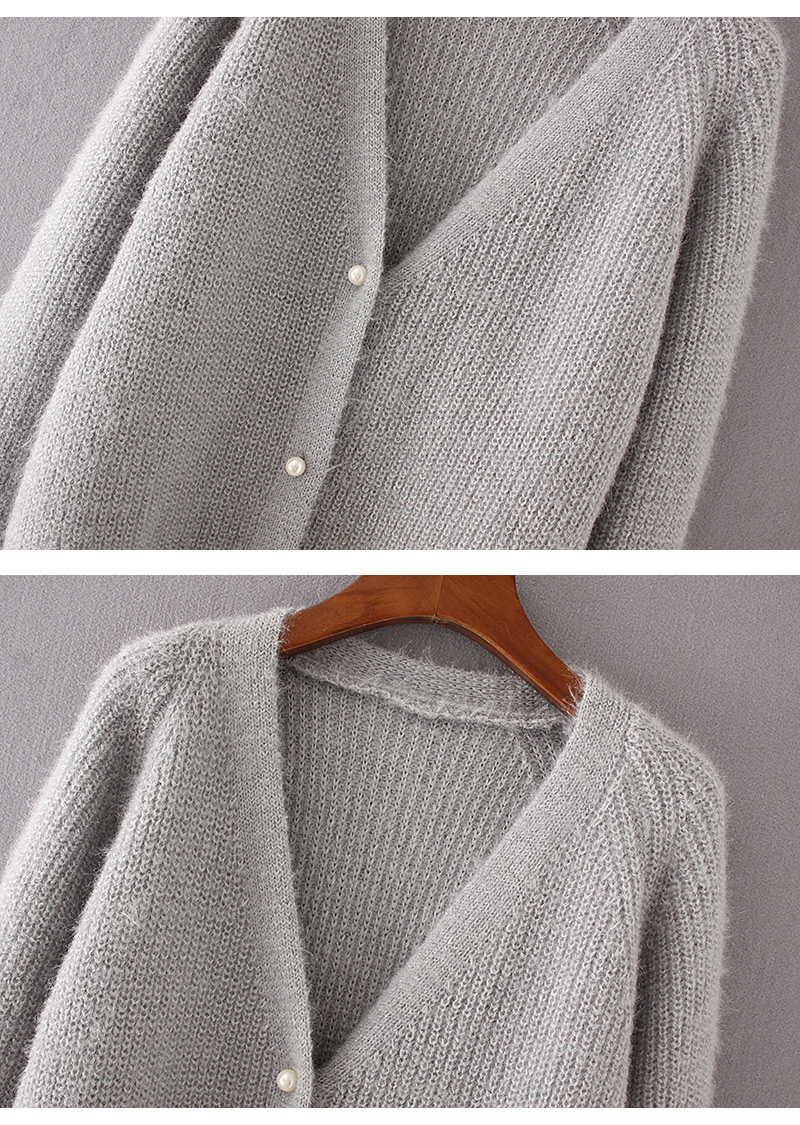 Vintage Gray Pure Color Decorated Knitting Cardigan,Sweater