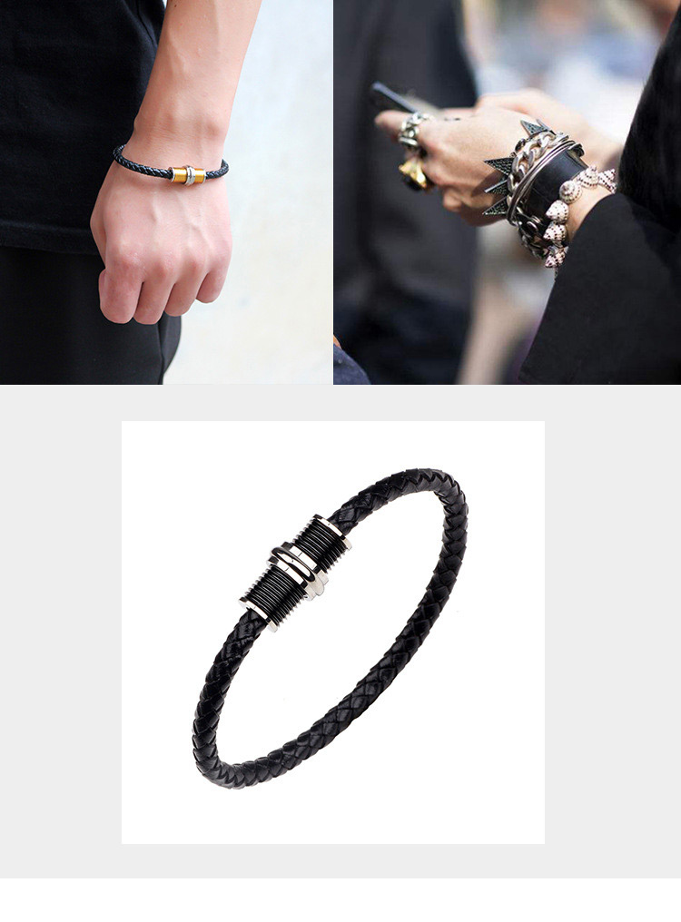 Personality Black Hand-woven Decorated Bracelet,Bracelets