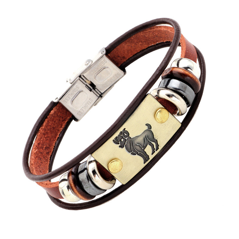 Personality Brown Capricorn Decorated Multilayer Bracelet,Fashion Bracelets
