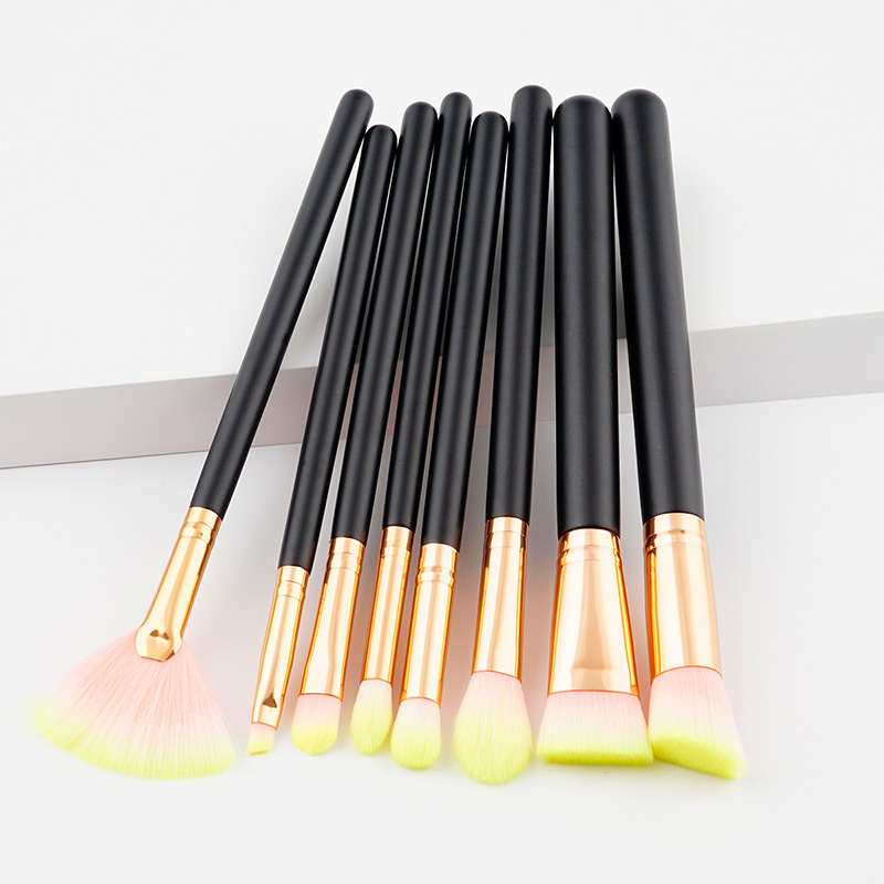 Fashion Yellow Color-matching Decorated Brushes (8pcs),Beauty tools