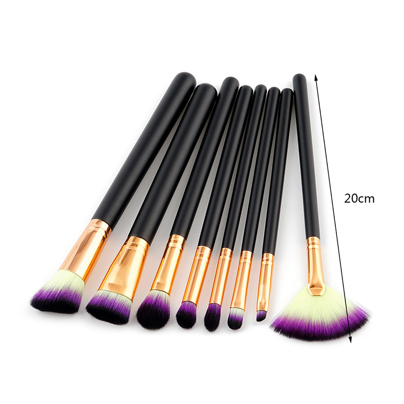 Fashion Black Color-matching Decorated Brushes (8pcs),Beauty tools