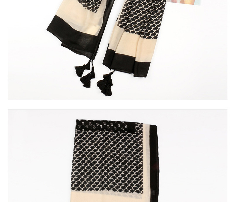 Fashion Black Fish Scales Shape Decorated Scarf,Thin Scaves