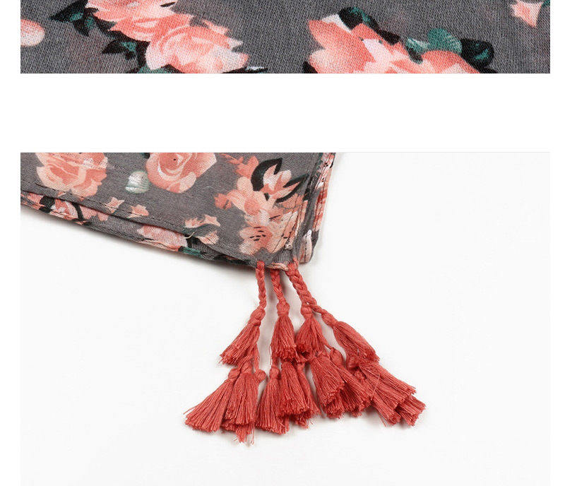 Bohemia Gray Flower Shape Decorated Scarf,Thin Scaves