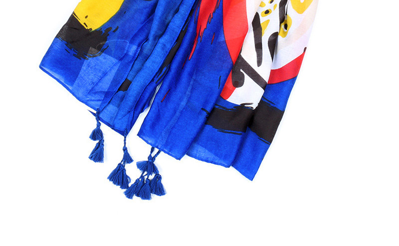 Bohemia Blue Color-matching Decorated Scarf,Thin Scaves