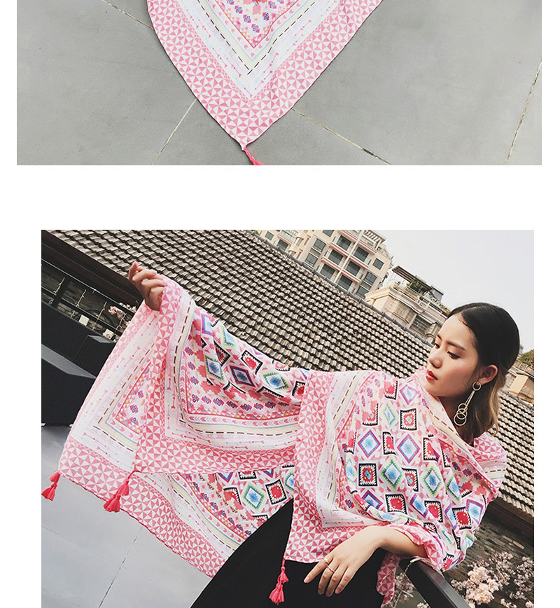 Bohemia Pink Square Shape Decorated Scarf,Thin Scaves