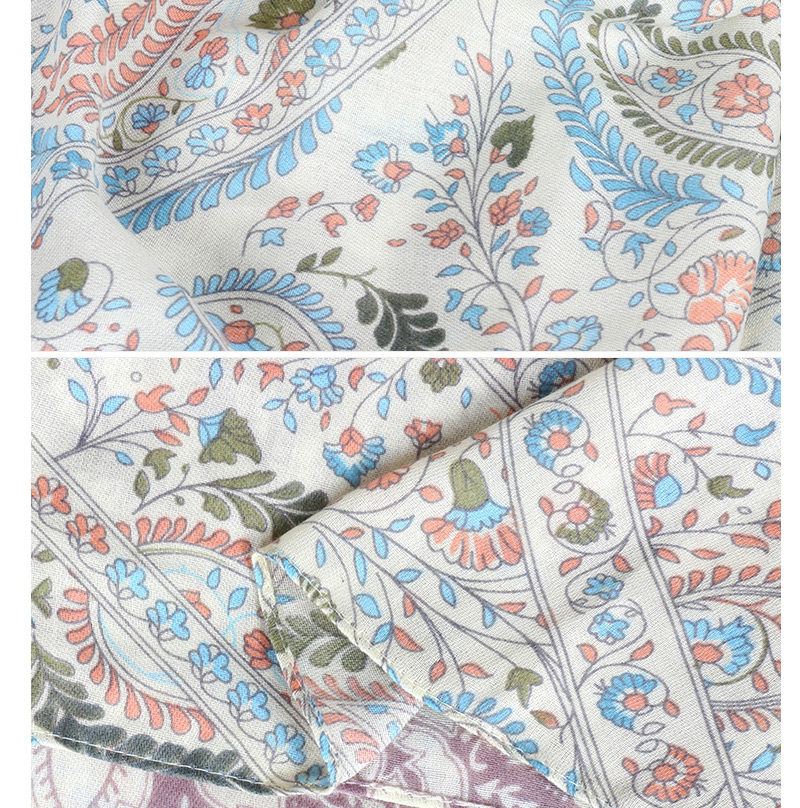 Bohemia White Printing Flower Decorated Scarf,Thin Scaves