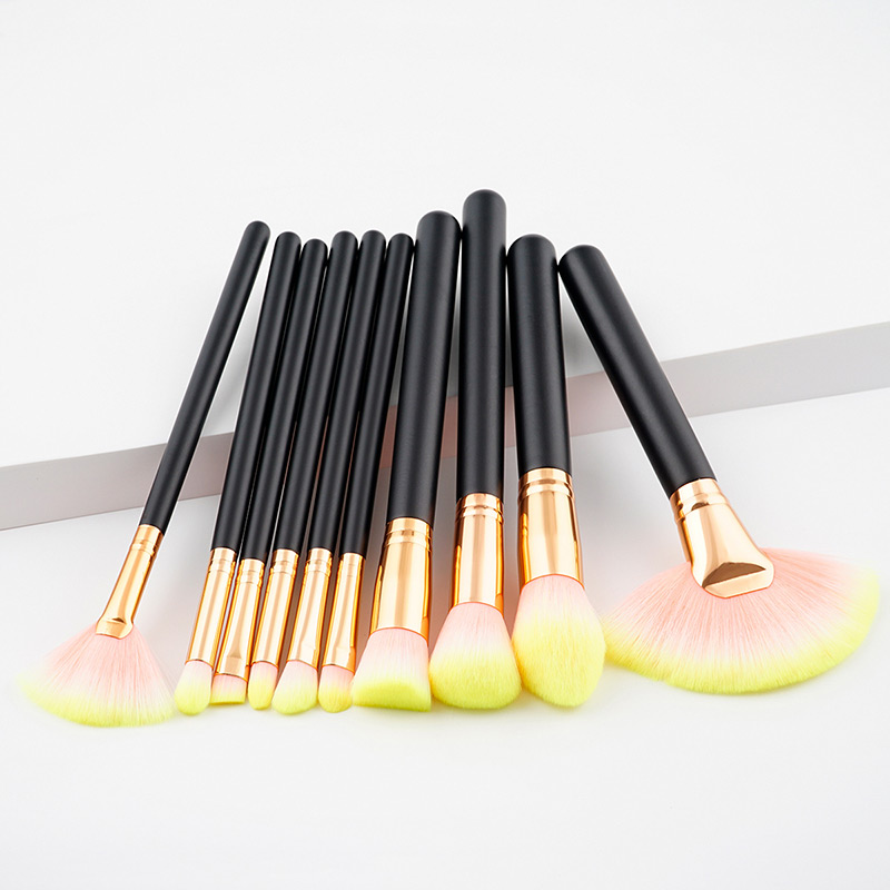 Fashion Yellow Fan Shape Decorated Brushes (10pcs),Beauty tools