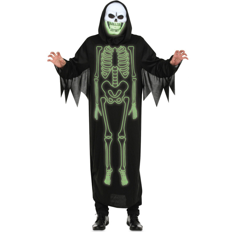 Fashion Black Luminous Skull Decorated Costume,Festival & Party Supplies
