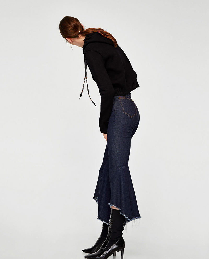 Fashion Dark Blue Pure Color Decorated Bell-bottoms,Pants