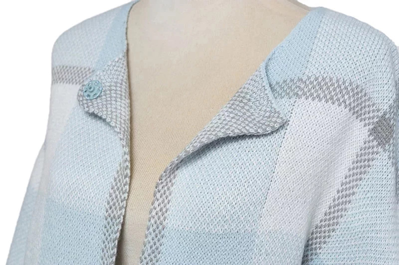 Fashion Light Blue Color-matching Decorated Coat,Sweater