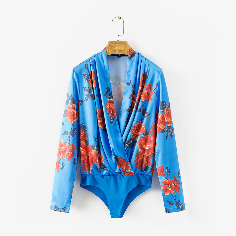 Sexy Blue Flower Shape Decorated Jumpsuits,Pants