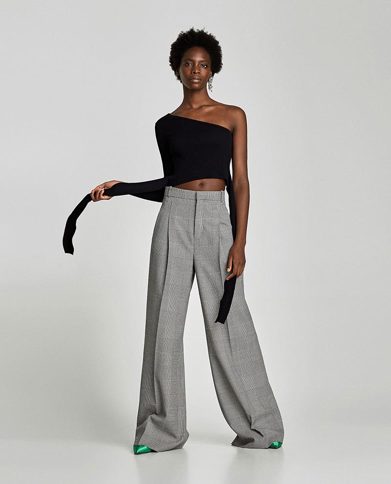 Elegant Gray Pure Color Decorated Ultra-wide-leg Trousers,Pants