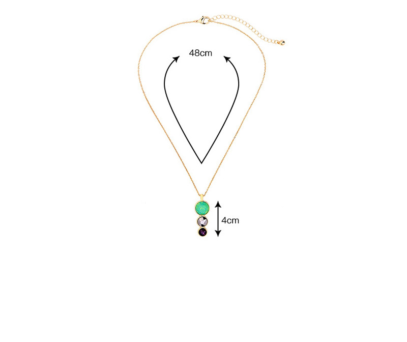 Elegant Green Round Shape Diamond Decorated Necklace,Pendants