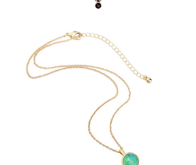 Elegant Green Round Shape Diamond Decorated Necklace,Pendants