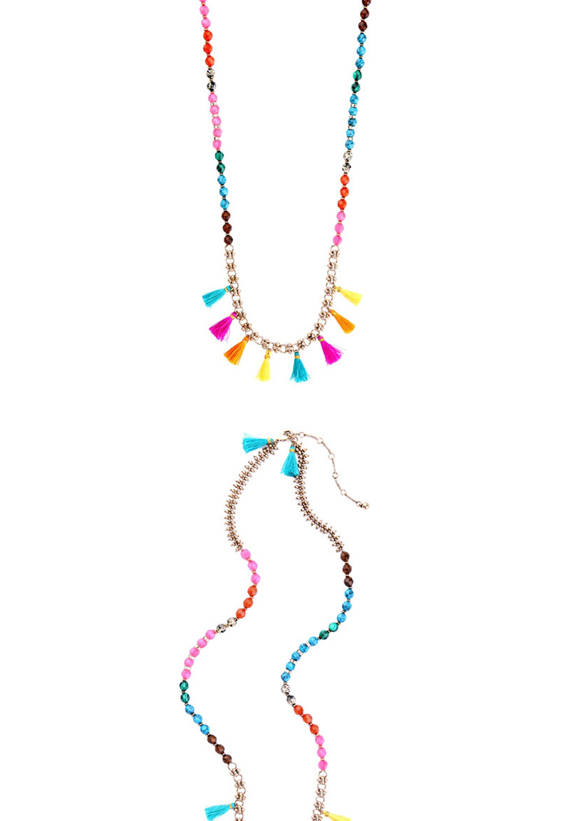 Fashion Multi-color Tassel Decorated Necklace,Thin Scaves