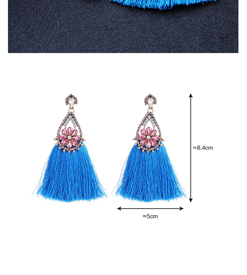 Fashion Sapphire Blue Flower Shape Decorated Earrings,Drop Earrings