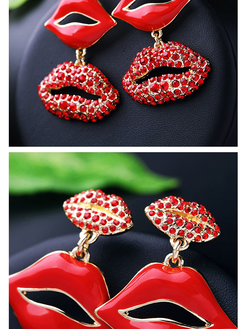 Fashion Red Lips Shape Decorated Earrings,Drop Earrings
