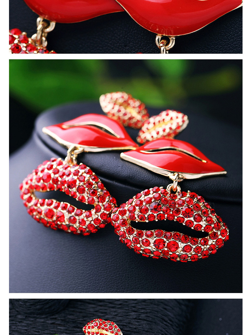 Fashion Red Lips Shape Decorated Earrings,Drop Earrings