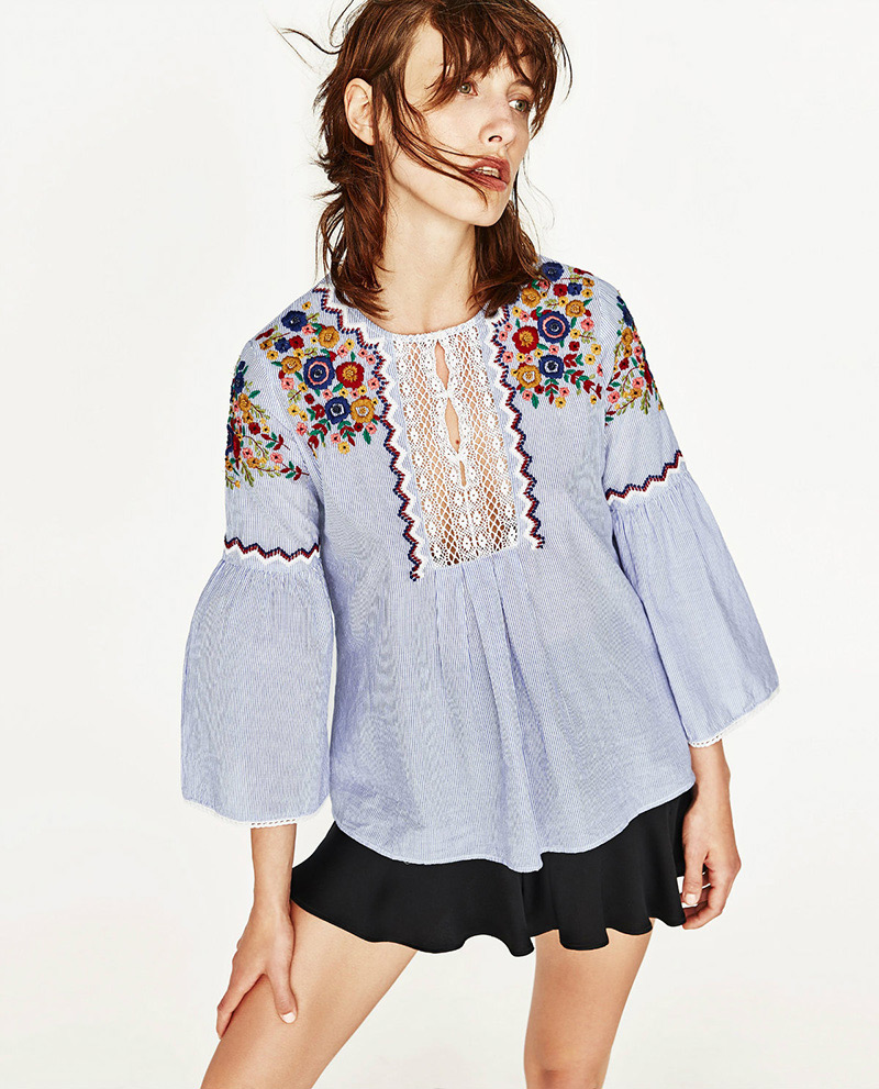 Lovely Blue Lace Decorated Blouse,Sunscreen Shirts
