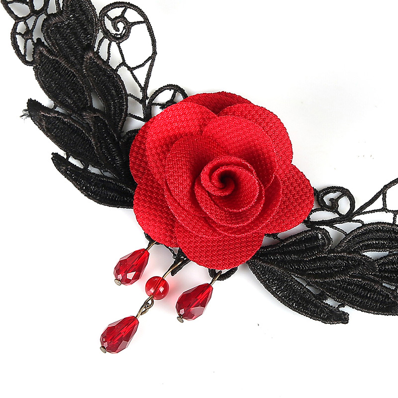 Vintage Red Rose Shape Decoratedlace Choker,Chokers