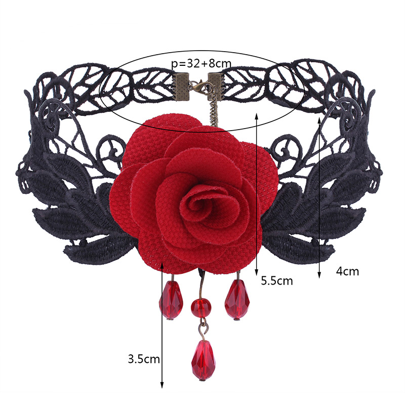 Vintage Black Rose Shape Decoratedlace Choker,Chokers