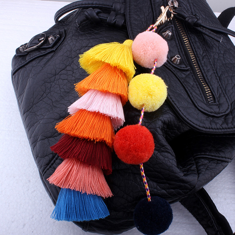 Lovely Multi-color Tassel Decorated Key Chain,Fashion Keychain