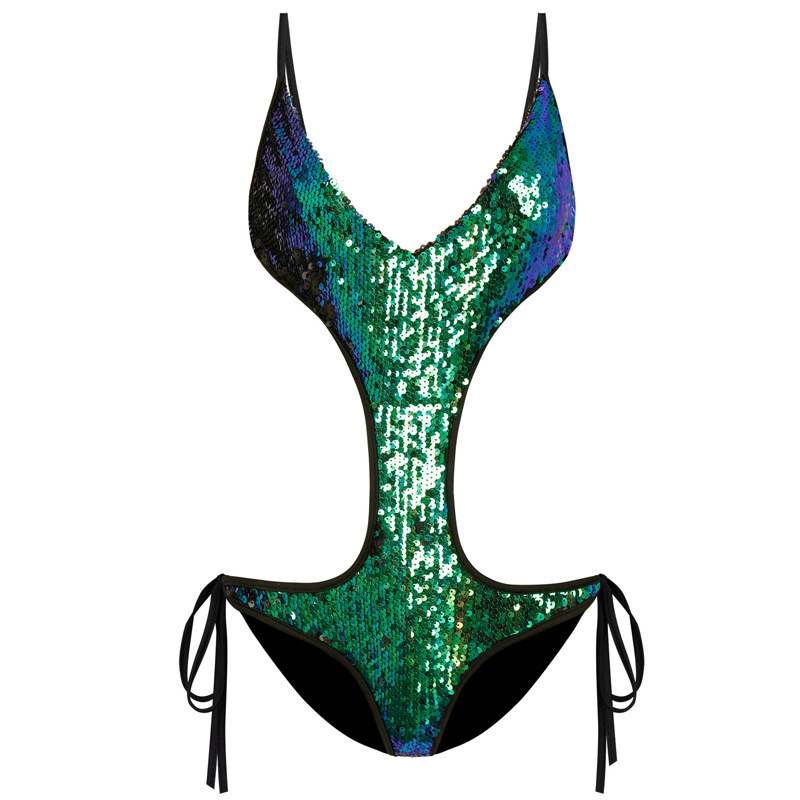 Fashion Green Pure Color Decorated Swimwear,One Pieces