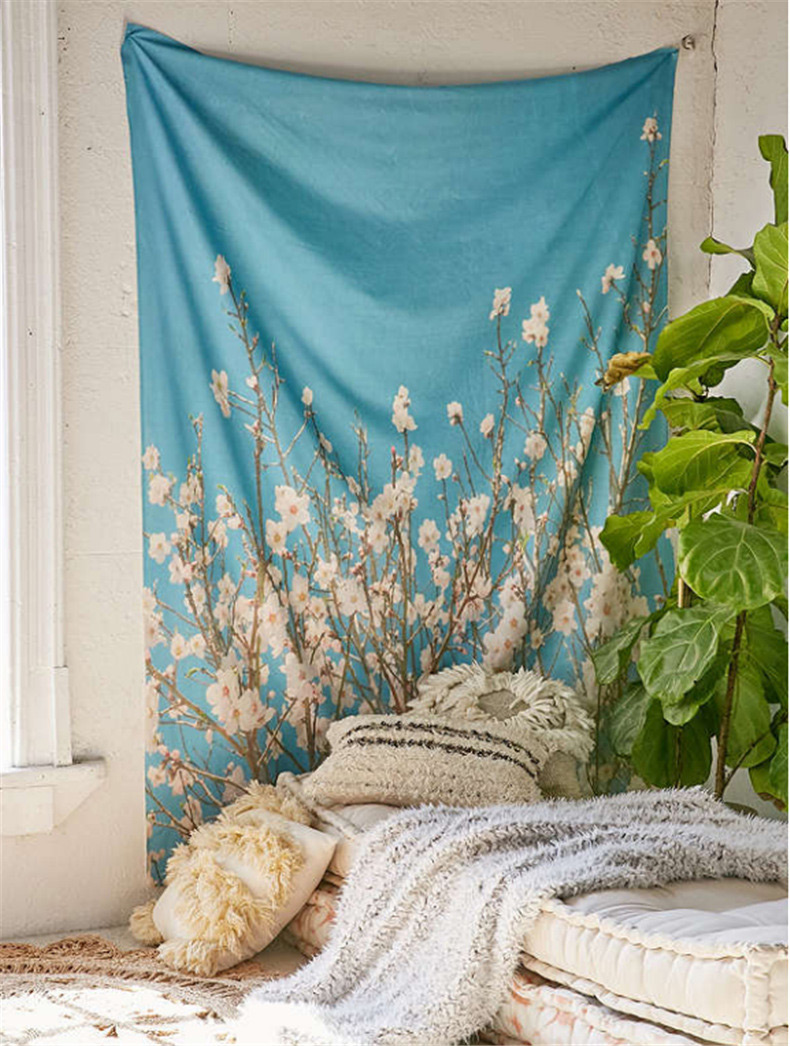 Fashion Light Blue Flower Pattern Decorated Blanket,Cover-Ups