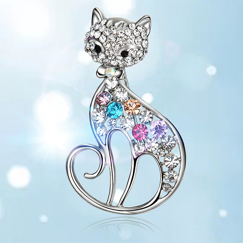 Elegant Silver Color Cat Shape Decorated Brooch,Korean Brooches